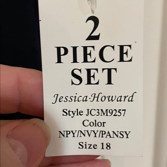 Jessica Howard evenings size 18 Lace Overlay jacket Dress Navy/Gold - Picture 6 of 10